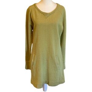 GOLITE Olive Green Long Sleeve Casual Shift Dress. Size M. Textured.